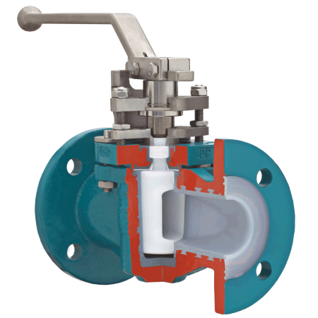 Пробковый кран с футеровкой с химическистойким уплотнением
