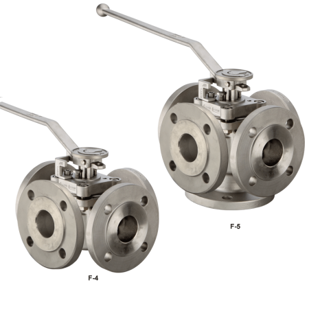 Четырехходовой и пятиходовой пробковый кран с верхним фланцем ISO